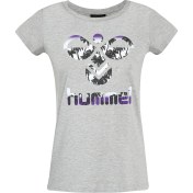 Resim Hummel Triana Kadın Gri Baskılı Bisiklet Yaka Tişört 