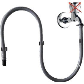 Resim Plasyay Düz Duvar Sabitlemeli Taharet Hortumu Plastik Kelepçeli 100 cm Gri 