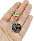 Resim biuti Metal Ayetel Kürsi Renkli Boncuklu Araba Dikiz Ayna Süsü Lüks Hediyelik Gümüş Renkli 