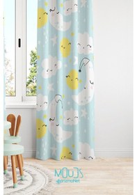 Resim Uyku Desenli Fon Perde Çocuk Ve Bebek Odası Süet Dijital Baskılı Ekstrafor Büzgü Tek Kanat Çok Renkli 