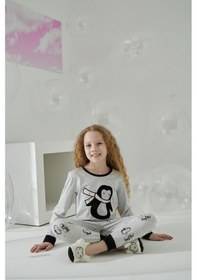 Resim Kız Çocuk Uzun Kol Gri Pijama Takımı C8t5n7o5 001 