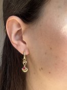 Resim Mürdüm Taşlı Yelpaze Charm Küpe 