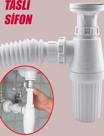 Resim Lavabo Sifonu Körüklü Sökülebilir Tas'lı Mutfak Banyo Evye Pis Su Gideri Borusu Plastik 38 Cm. Diğer 