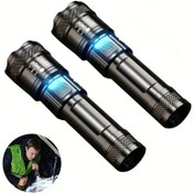 Resim 1PC USB-C Şarj Edilebilir LED El Feneri, Yakınlaştırma LED El Feneri, 3 Seviyeli Işık Kaynağı, Açık Hava Çalışma Lambası Aydınlatma Açık Kamp 