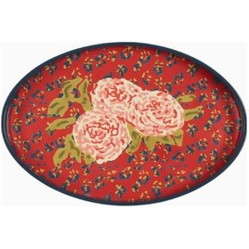Resim Leopard Flower Oval Lacquered Wood Tepsi Çok Renkli 