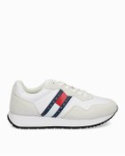 Resim Tommy Hilfiger Erkek Marka Logolu Süet Üst Kısımlı Geri Dönüştürülmüş Polyster Astarlı Kauçuk Tabanlı Beyaz Sneaker 