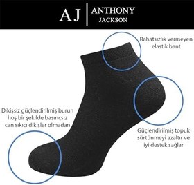 Resim Anthony Jackson 10 Çift Kutulu BAMBU Premium Bay-Bayan Patik Çorap - Bilek Boy Kısa Spor Koşu ve Yürüyüş Çorabı JESUS 