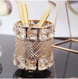 Resim Dekoratif Makyaj Fırçası Organizer Kalemlik Gold 