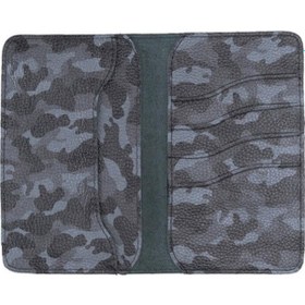 Resim Leony 6.1 Inch Uyumlu Deri Kartlıklı Kılıf Kamuflaj Gri 