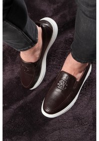 Resim Stamped Hakiki Deri Erkek Günlük Ayakkabı, Loafer Ayakkabı, Hafif Ayakkabı, Yazlık Ayakkabı 
