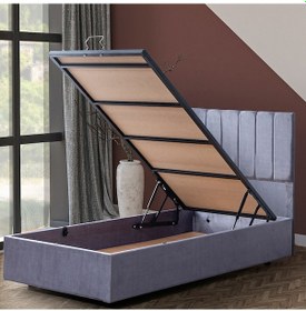 Resim Cesur İkili Set, Cesur Tek Kişilik Baza Başlık Seti Açık Gri 90 x 190 