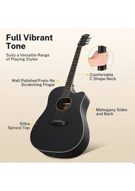 Resim Donner Dag-1cb Cutaway Akustik Gitar Seti Siyah 