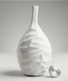 Resim Dalgalı Model El Yapımı Özel Seri Testi Modeli Seramik Vazo 30 Cm Beyaz 