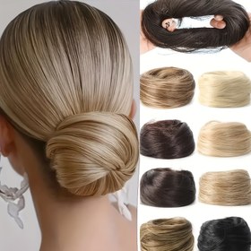 Resim Brezilya İnsan Saçı Topuz Peruk - Doğal Görünümlü Donut Chignon Saç Parçası Klipsli/Donut Bağlantılı, Kahverengi/Sarı/Kumral/Siyah/Koyu Kahverengi, Düğün, Parti & Günlük Saç Uzatma, Hacim & Uzunluk (Yapıştırıcı Gerekmez) 