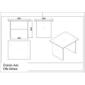 Resim L'occi Concept Diego Abcdefg2 7'li Ofis Büro Masa Takımı Meşe-Siyah 