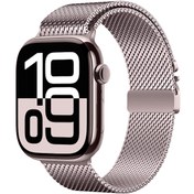 Resim Apple Watch 44mm Zore KRD-121 Metal Hasır Kordon-Pembe 