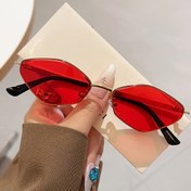 Resim 1 adet Retro Y2K-Inspired Metal Frame Moda Gözlükleri Erkekler ve Kadınlar için - Siyah Çerçeveler ve Kırmızı Lensler ile Şık Dekoratif Parti ve Festival Aksesuarları, Festival Gözlükleri, Retro Gözlükler, Dayanıklı Gözlükler 