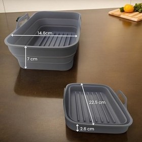 Resim Dikdörtgen Hava Fritöz için 2 Küçük Kalıp Cecotec fritöz ile uyumlu, 9 litre, hava fritözü kalıpları, silikon fritöz, hava katlanabilir. Air Fryer Aksesuarları 