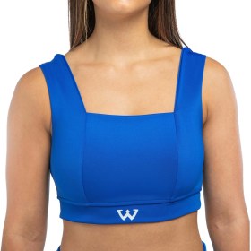 Resim Wiawi Kadın Kalın Askılı Spor Sütyeni Atlet Esnek Crop Top - Eternity Mavi 