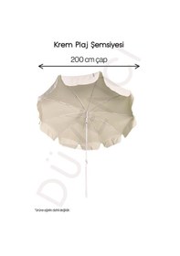 Resim 10 Telli Plaj Balkon Bahçe Şemsiyesi Eğilebilir 200 Cm Çap Kalın Kumaş Bej 