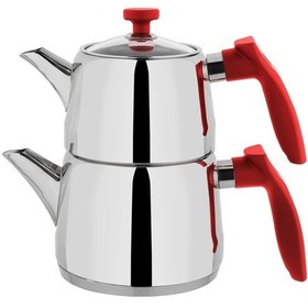 Resim Schafer Rot Aile Boyu Çelik Çaydanlık Takımı 3 Parça-Kırmızı 