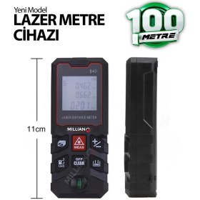 Resim Yüksek Hassasiyet 100 Metre Lazer Metre Ölçer LCD Dijital Ekran Su Terazili Lazermetre Lazerli 