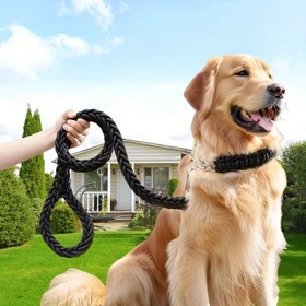 Resim 1 adet Ağır Hizmet Tipi Örgülü Köpek Tasma - Orta ve Büyük Köpekler için Dayanıklı ve Rahat Eğitim ve Yürüyüş Tasma, Geometrik Desen, Şarj Edilmez, Pil Olmadan, Eğitim Tasma|Güçlü Tasma|Göz Alıcı Tasma 