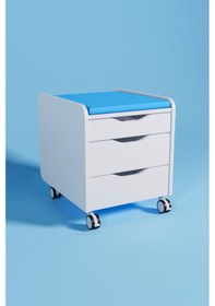 Resim Creo Mobili Çekmeceli Tekerlekli Sirius Keson, Oturulabilir Ofis Ve Ev Komodini, Beyaz/mavi 