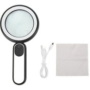 Resim Tenfowee 10x Büyütme Optik Cam Lensli Led Işıklandırmalı Ergonomik Tutuşlu Okuma/gözlem Büyütec Soğuk-ıslak Karışık Işık, Usb Şarjlı 