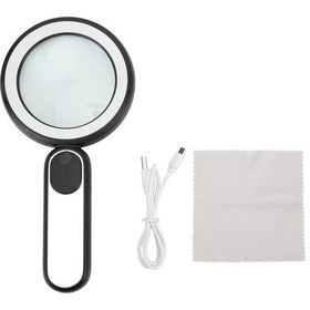 Resim Tenfowee 10x Büyütme Optik Cam Lensli Led Işıklandırmalı Ergonomik Tutuşlu Okuma/gözlem Büyütec Soğuk-ıslak Karışık Işık, Usb Şarjlı 