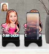 Resim Bk Gift Kişiye Özel Kadınlar Günü Karikatürlü Ahşap Biblo Telefon Standı-4 