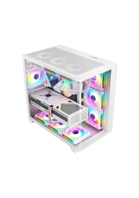 Resim Dragos Ocean Curved Pro V2 Beyaz 7x Argb Fan 750w 80+ Akvaryum Gaming Bilgisayar Kasası 