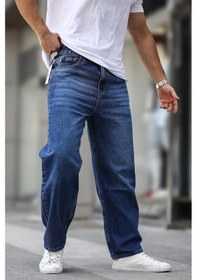 Resim Madmext Koyu Mavi Erkek Yıkamalı Baggy Jean 7216-koyu Mavi Koyu Mavi 
