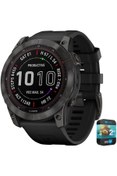 Resim Garmin 010-02541-10 Fenix 7X Sapphire Solar Akıllı Saat Karbon Gri DLC Titanyum Siyah Bantlı Paket 