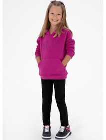 Resim U.S. Polo Assn. Kız Çocuk Fuşya Kapüşonlu Şardonlu Basic Sweatshirt 50314311-VR023 