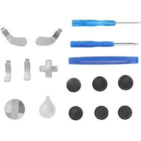 Resim Vkemall Xbox One Elite Series 2 İçin Metal Kontrolör Aksesuar Seti - 6 Çevirilebilir Göstergeler, 4 Paddle, 2 D-pad Ve Ayar Araçları Gümüş 