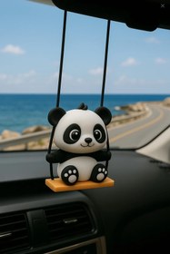 Resim ETK-3D Panda Salıncakta Sallanan Araba Dikiz Aynası Süsü 