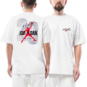 Resim Jordan Flight 23 Ön Arka Baskılı Beyaz Oversize Tişört - 2XL / Beyaz 