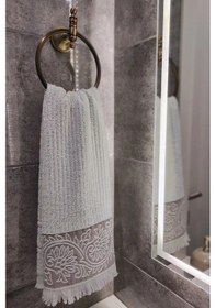 Resim Gri Renk Bambu El Havlusu- Kabartma Bordürlü Havlu 