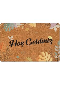 Resim Kır Çiçekleri Temalı Coco Görünümlü Dekoratif Dış Kapı Önü Ve Iç Mekan Paspası Bej - Siyah 