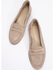 Resim Luvi Shoes Tory Bej Süet Hakiki Deri Kadın Loafer Ayakkabı Bej Süet 
