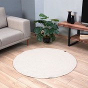 Resim Giz Home Drop Örgü Yuvarlak Halı - Beyaz - 120x120 cm 