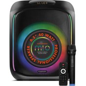 Resim Taşınabilir Mikrofonlu ve Kumandalı 40 W Parti Karaoke Kumandalı Bluetooth Hoparlör LED Işıklı 