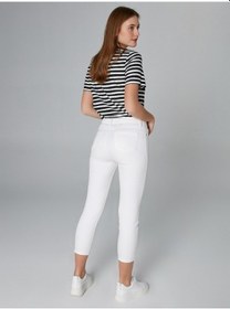 Resim Faik Sönmez Kadın Slim Fit Coton Parça Boya Pantolon B00044 Beyaz 