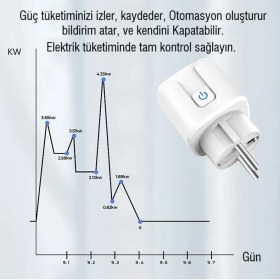 Resim Tuya Akıllı Priz 20 Amper Tüketim Izleme Zamanlama Fonksiyonu Ses Kontrolü Via Alexa Google 