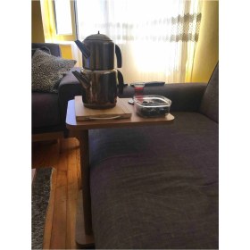 Resim Evnalia Tekerlekli Ahşap Ayaklı Tembellik C-Sehpa Zigon Yan Koltuk Laptop Servis Sehpası Zigon 35X40 