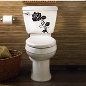 Resim Wc Klozet için Gül Deseni Sticker Yapıştırma Model1 