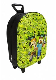 Resim Newfull Çekçekli Minecraft Erkek Anaokul Sırt Çantası-yeşil 