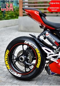 Resim bombtire Motorsiklet Lastik Yazısı Sarı Speedhunters 2.5 Cm 4 Adet (MADE IN USA) ® Orijinal Ürün 