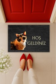Resim Dormot Yüksek Kaliteli Dijital Baskı Gölgeli Kedi Maya'yı Sevmeyen Giremez Paspas 70x45cm-Dış Mekan Paspası 